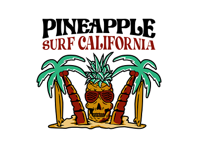 Pineapple Surf beach california design graphic design illustration logo pineapple surf surfer surfing t shirt t shirt design vector wave