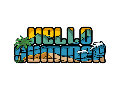 Summer beach custom design graphic design holiday illustration logo name summer text vector waves