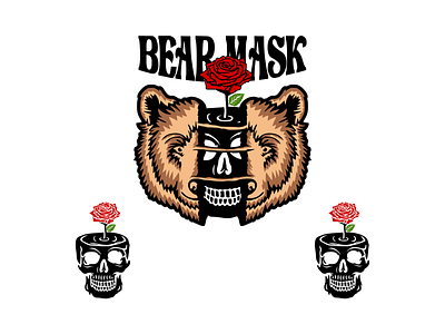 Skull Bear bear design flower graphic design handdrawn head illustration logo logodesign mask skull t shirt design vector