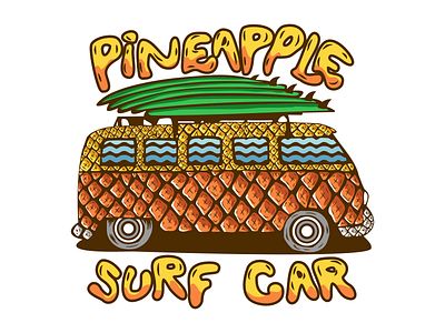 pineapple car branding car custom design driver graphic design illustration logo logodesign pineapple surf surfer surfing typography vector