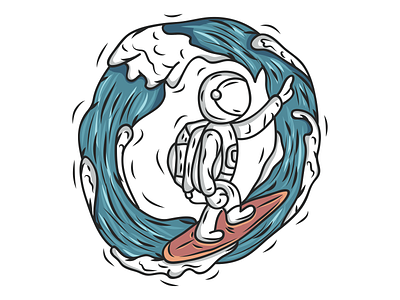 Surf Astronaut astronaut beach design fun graphic design holiday illustration logo surf surfer surfing vector wave waves
