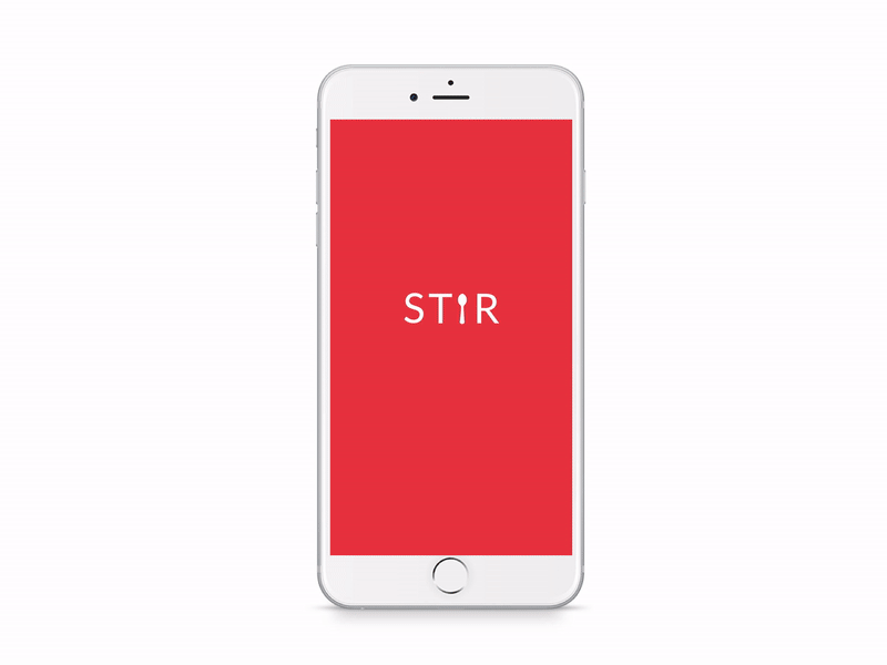 Stir Mobile Concept animation food interface ios minimal motion photo red social ui ux white