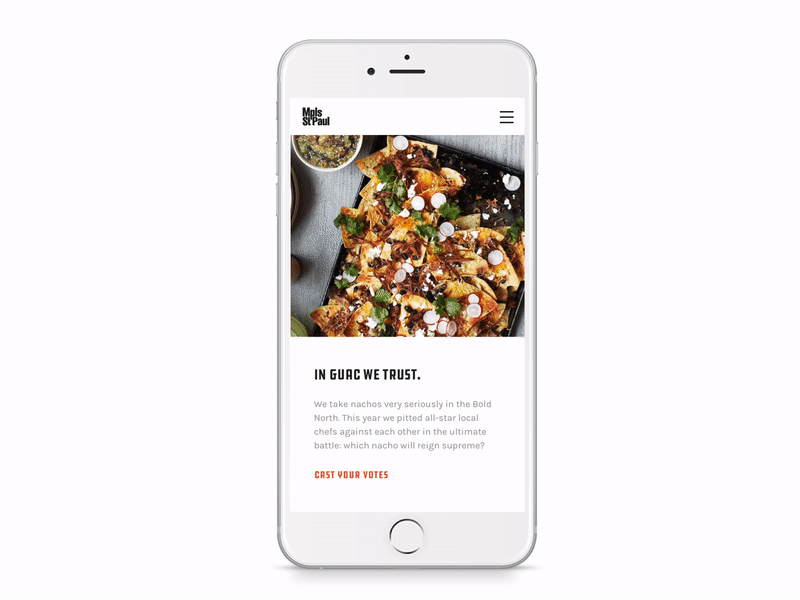 In Guac We Trust animation app food interface ios minimal minneapolis nachos orange recipe ui ux