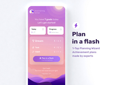 Dream, Habit, Task & Daily Motivation app design illustration ui ux vector