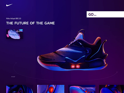 Nike Adapt blue concept design neon nike site sneakers ui uiux ux violet web website