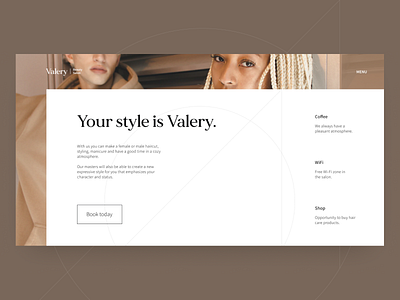 Valery style black brown salon sit ui ui design uidesign uiux web web design webdesign website website design white