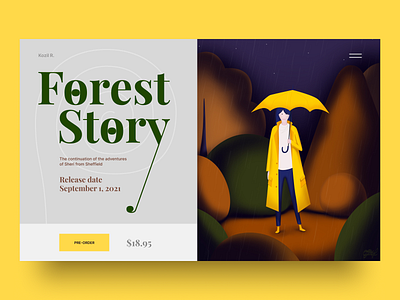 Forest Story books design forest green grey panton ui uidesign uiux web webdesign yellow