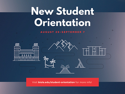New Student 2020 blue building college fall freshman gradient icons illustration new orinetation postcard red school semester student