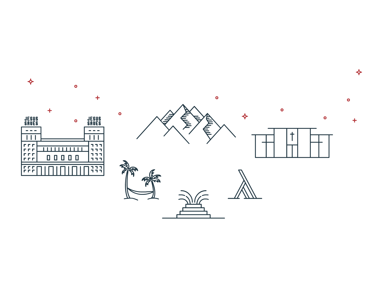 Animation test animate animation buildings icons illustration landmarks mountains stars twinkle