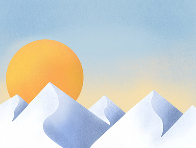 Mountain Sunrise blue illustration landscape mountain procreate snow sun sunrise texture winter
