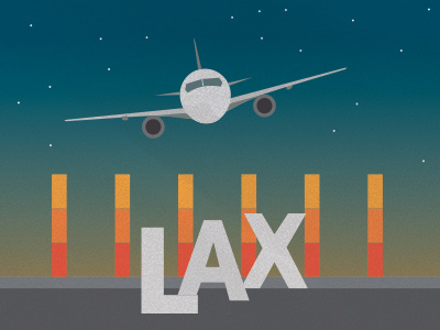 LAX Illustration For Map airplane illustration lax los angeles airport night
