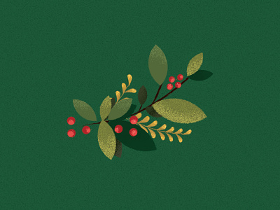 Christmas berries christmas christmas card december gold grain green holiday holly illustration leaves merry red texture winter xmas