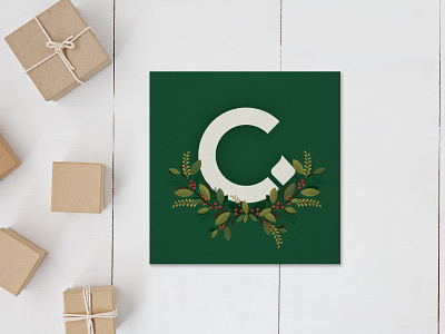 Christmas card card christmas card december gifts green holiday holidays holly illustration leaves red texture wreath xmas