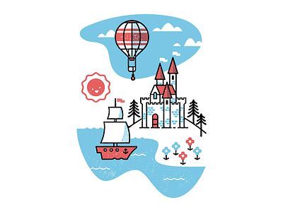 Untitled adventure balloon castles illustration ship storybook