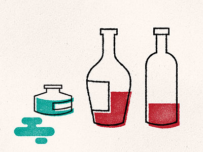 Ink and Drink alcohol bottle illustration ink minimal texture whisky wine