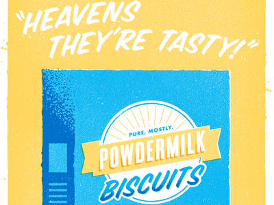 Powdermilk ad badge food illustration texture typography vintage