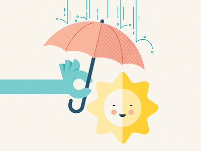 Hang in there everyone... cheer illustration rain smile sun umbrella