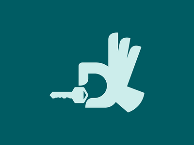 D d hand key letter logo