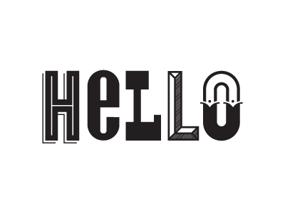 Hi There custom decorative hello text type typography