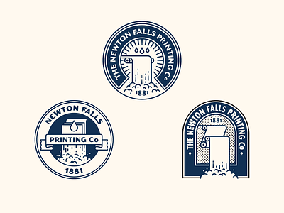 Waterfall Badges badge lockup logo paper printing seal vintage waterfall