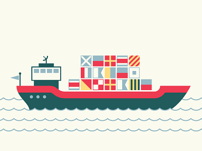 Cargo Ship boat cargo flag illustration nautical ship