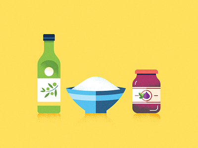 Food Stuffs bowl food icon illustrations jam kitchen olive oil sugar