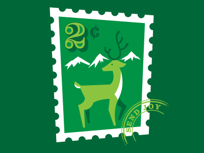 Stamp deer illustration mountains postage reindeer stamp