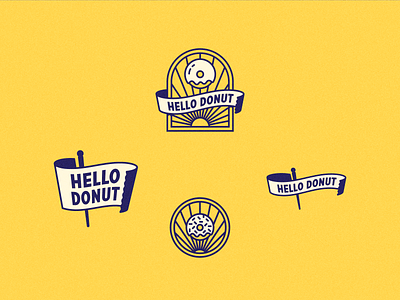 Hello Donut 2 badge branding donut doughnuts enclosure lockup logo restaurant