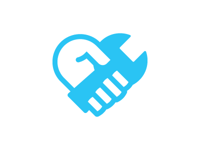 Wrench WIP hand heart icon logo