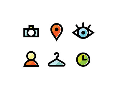 Photoshoot Icons camera clock eye hanger icons illustration photo photography pin