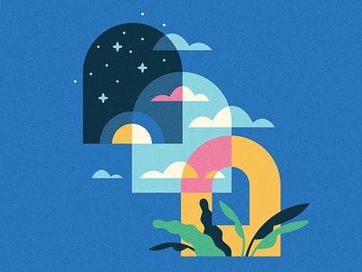 Windows flat header illustratiom sky windows