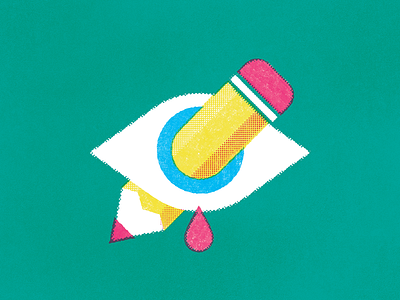 Creative Block blood eye halftone illustration pencil tear texture