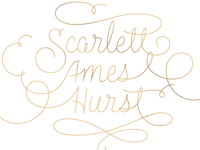 Scarlett script gold lettering monoline script swash