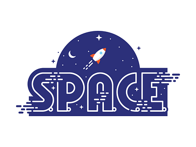 S.P.A.C.E. WIP kids lettering logo rocket space stars typography