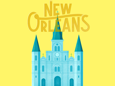 St. Louis Cathedral building church illustration lettering new orleans travel type typography