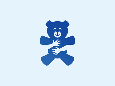 Teddy Bear Hug animal bear child children hug icon logo negative space