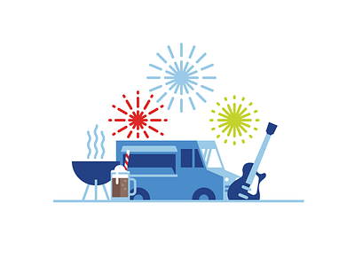 Fathers Day event fireworks food truck grill illustration logo party