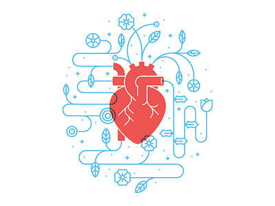 Heart flowers heart illustration