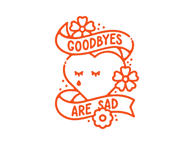 Goodbyes flowers heart illustration
