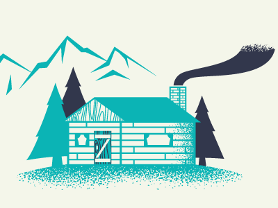 Cabin cabin forest home house illustration mountains smoke woods