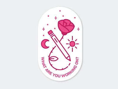 What are you working on? dribbble illustration pencil rose sticker sticker mule