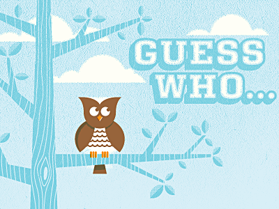 Guess Who... announcement baby birth cloud illustration owl tree