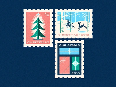 Christmas stamps christmas illustration mid century postage stamps