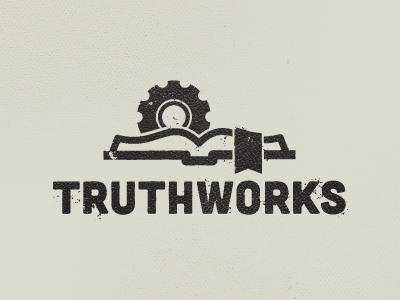 Truthworks book bookmark church cog distressed gear logo study