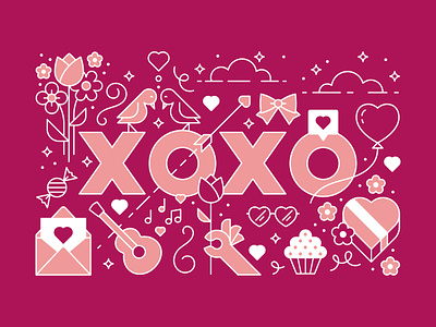 xoxo illustration love valentine