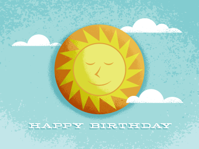 Birthday Sun clouds illustration shading sky sun texture