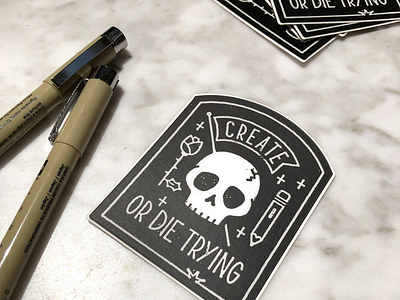 Stickers! banner illustration rose skull sticker