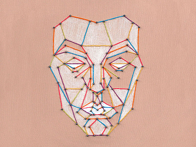Mesh Face 3 d art digital embroidery geometric grid illustration planar sci fi textile