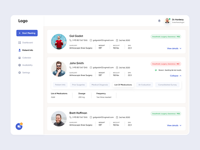 Medical Web App dashboad doctor app doctor dashboard meeting message patient setting ui uiux