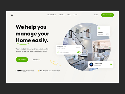 Smart Home App - Website header hero hero section landing page manage home smart home smart home app ui ux web design website website design